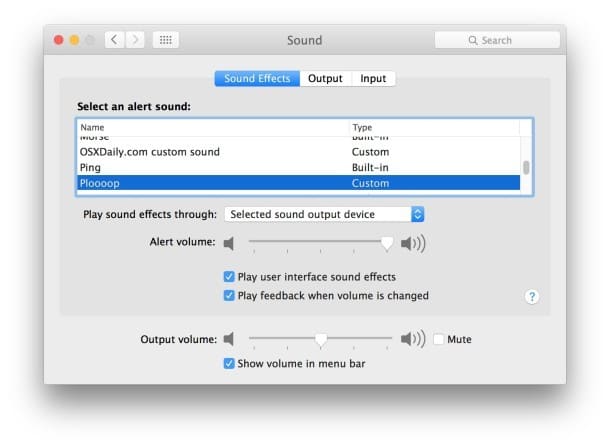 Использовать настраиваемый звуковой сигнал в Mac OS X