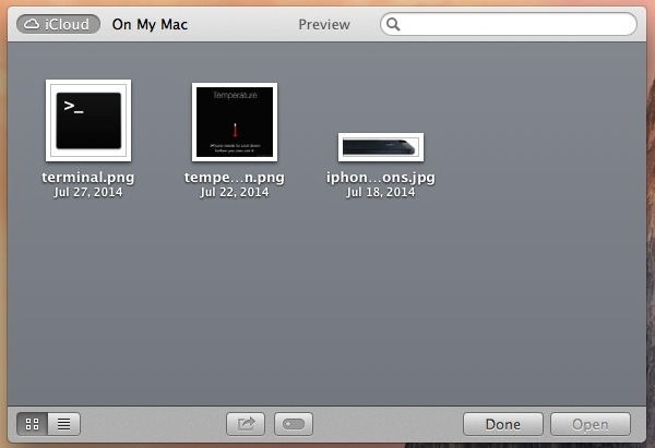 iCloud файловый браузер в OS X Mavericks