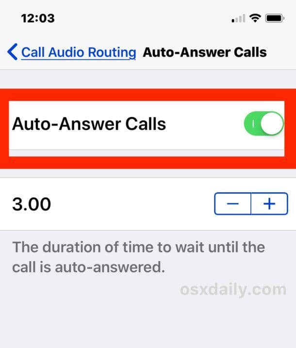 Включить автоматический ответ на звонки iPhone