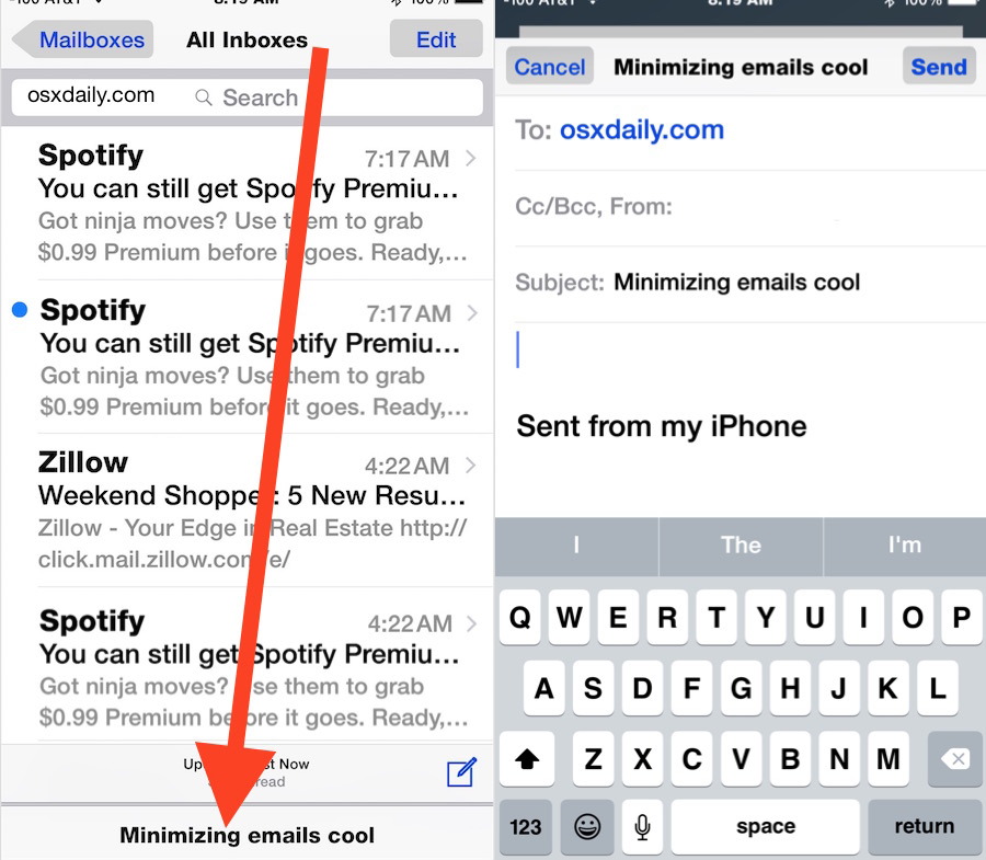 Доступ к минимальной электронной почте в приложении iOS Mail