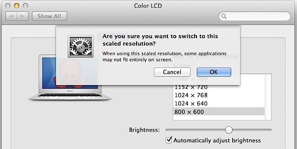 Изменение размеров окон в Mac OS X