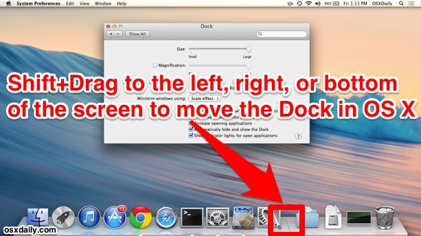 Изменение позиции док-станции в Mac OS X