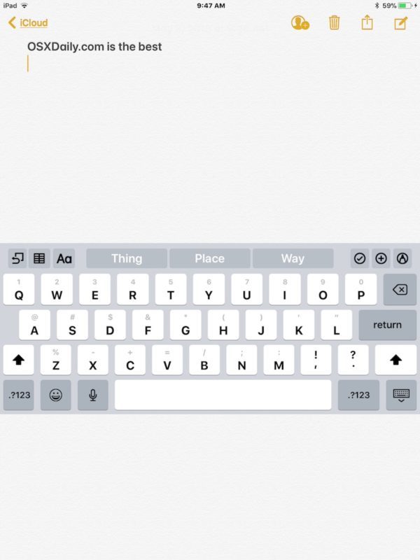 Клавиатуру iPad можно перемещать по экрану для упрощения ввода и доступа