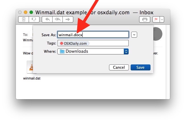 Отмените файл вложений Winmail.dat