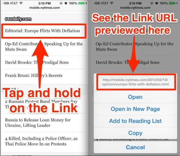Предварительный просмотр URL-адреса ссылки в Safari для iOS