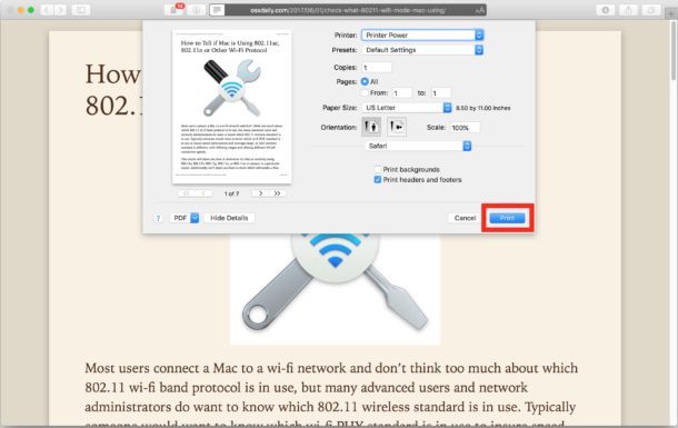 Печать статьи или веб-страницы без рекламы в упрощенной форме от Mac