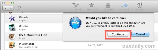 Подтвердите загрузку более старой версии OS X