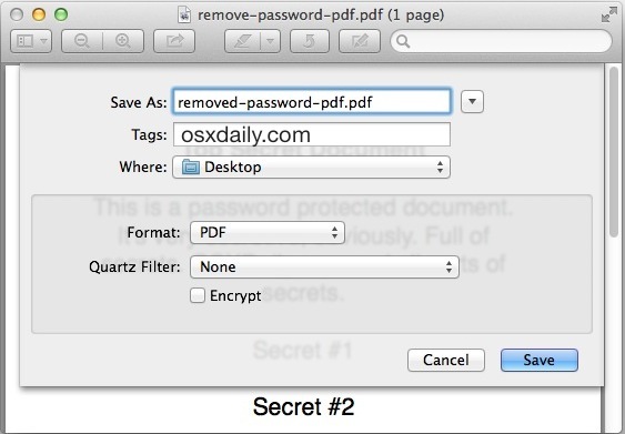 Сохраните PDF еще раз, чтобы удалить защиту паролем