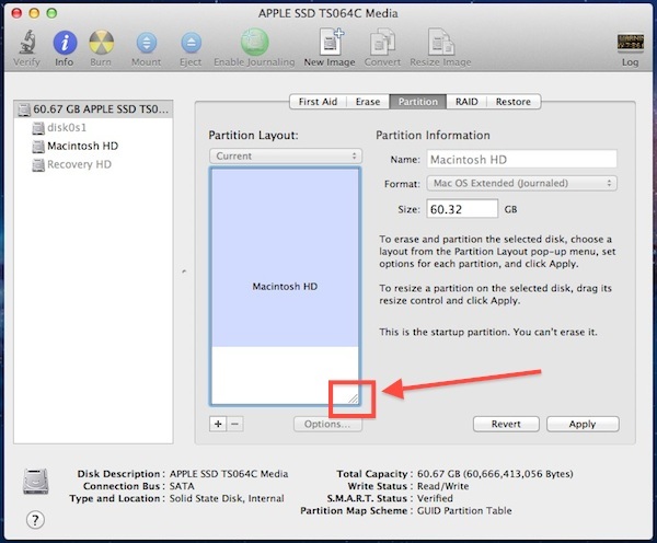Изменение размера раздела в Mac OS X