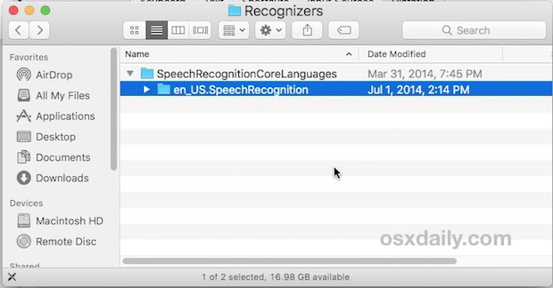 Удаление расширенного языкового пакета диктовки с Mac