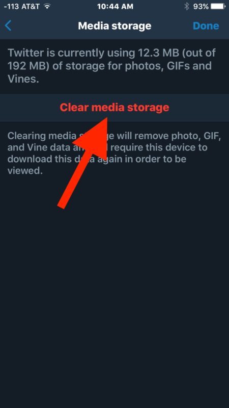Очистить кеши в Twitter для iOS