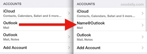 Переименование учетной записи электронной почты на iPhone, iPad, iPod touch