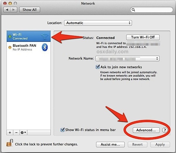 Сетевые настройки в Mac OS X