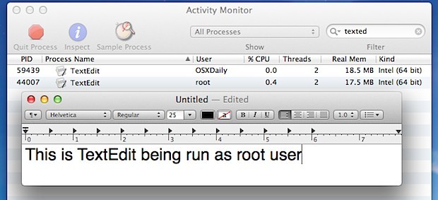 Приложение GUI, выполняемое как пользователь root в Mac OS X