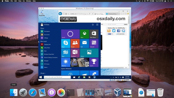Windows 10 работает на Mac OS X