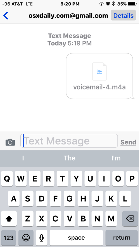 Голосовая почта, доступная через iMessage с iPhone