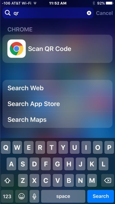 Сканировать QR-код в Chrome на iPhone