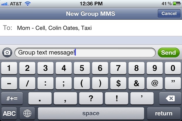 Отправить текстовое сообщение с iPhone
