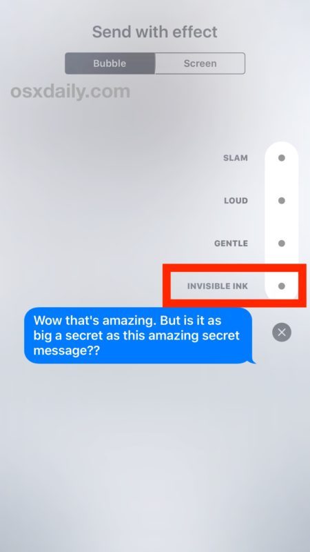 Как отправить сообщение с невидимыми чернилами на iOS