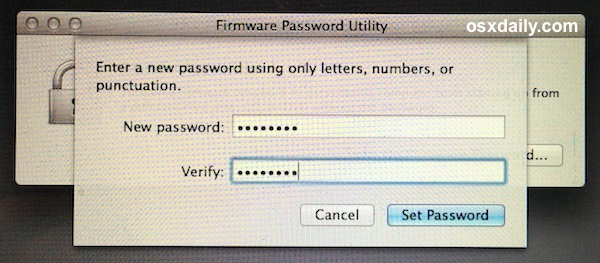 Установка пароля прошивки