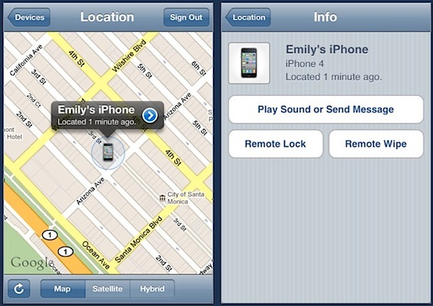 Найти карту и параметры iPhone