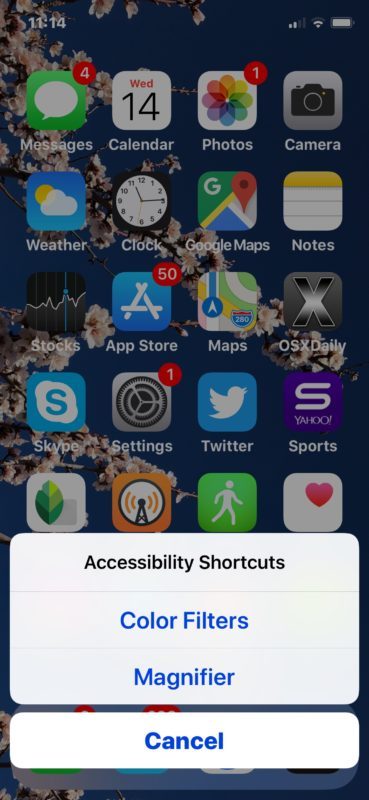 Ярлык доступности доступен на iPhone