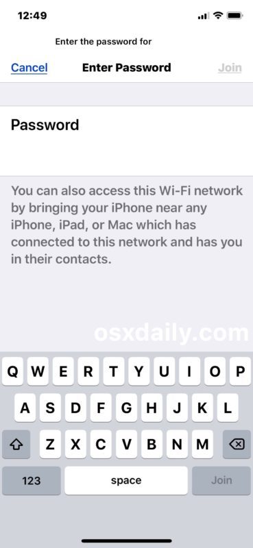 Обмен паролем wi-fi с iOS