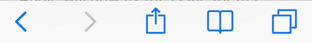 Кнопки навигации назад и вперед в Safari для iOS, показаны
