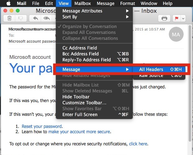 Показать полный длинный заголовок электронной почты в Mail для Mac OS X