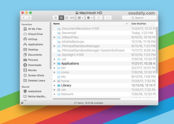 Скрытые файлы теперь видны в папке Mac с сочетанием клавиш
