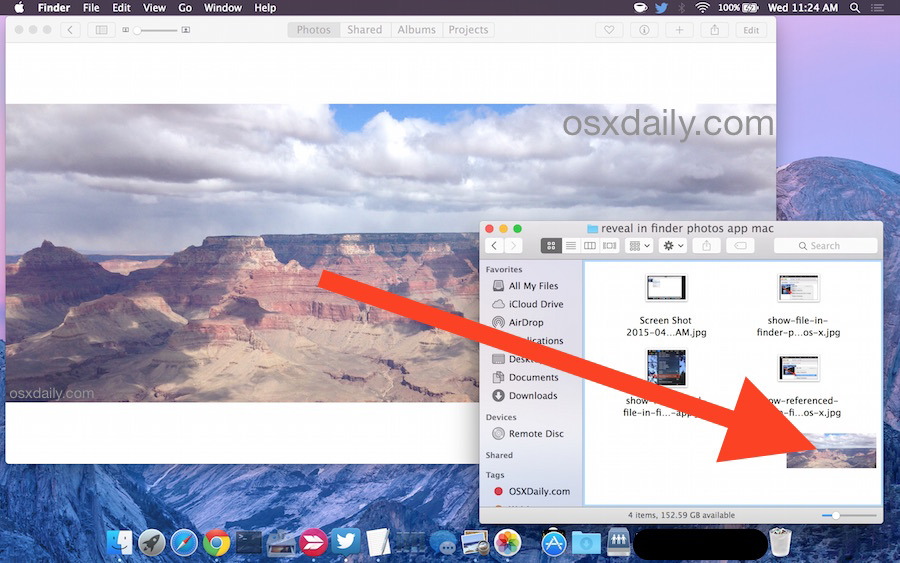 Сохраните файл изображения в приложении Finder from Photos из Mac OS X