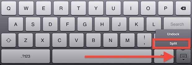 Разделенная клавиатура iPad