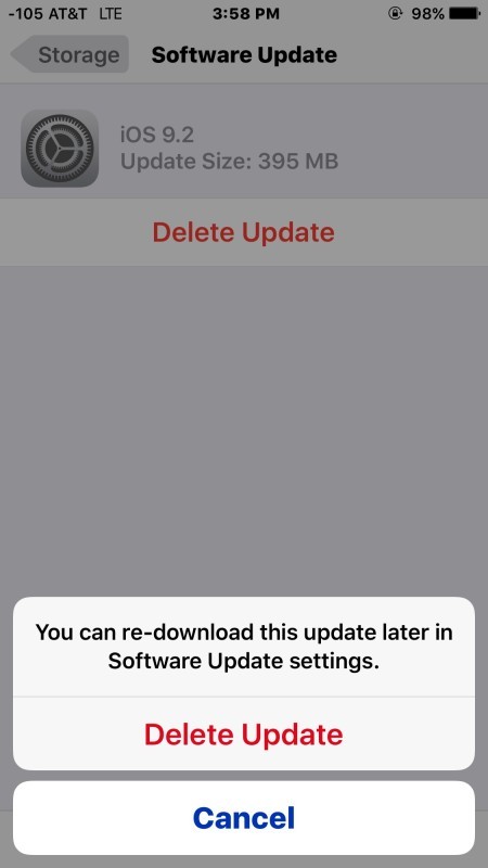 Удалите обновление iOS, чтобы остановить уведомление об обновлении