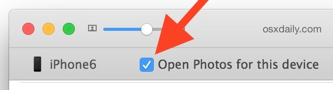 Автоматически открывать фотографии, когда iPhone подключается к Mac