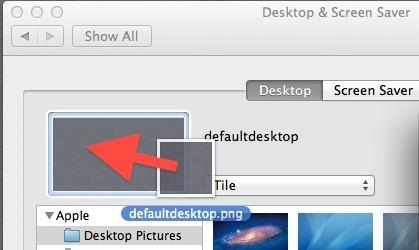 установить фоновое изображение на плитку в Mac OS X Lion