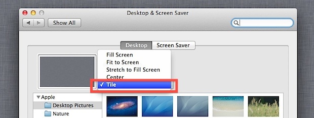 Плитка фонового изображения для обоев в Mac OS X