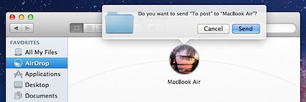 Отправка файла через AirDrop в Mac OS X