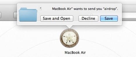 Сохранить передачу файла AirDrop