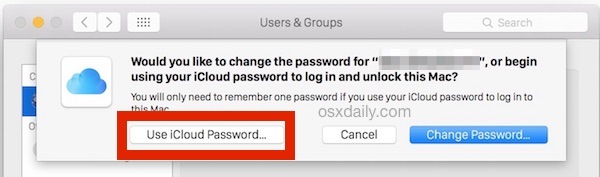 Выберите Использовать пароль iCloud для входа в Mac и разблокировки Mac в окнах входа в систему OS X