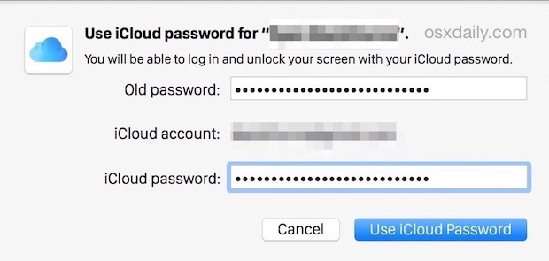 Установка пароля iCloud для использования в качестве входа Mac и пароля для разблокировки OS X
