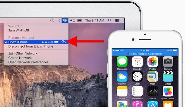Instant Hotspot в Mac OS X и iPhone для быстрого обмена wi-fi