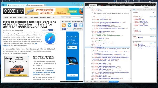 Internet Explorer и IE Web Inspector Tools на Mac OS X