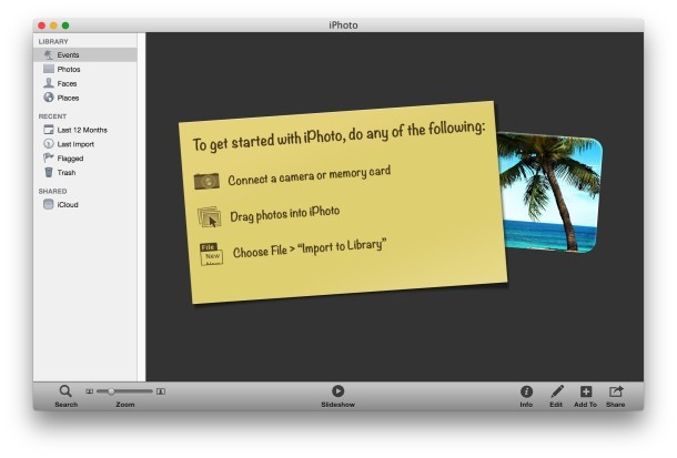 iPhoto успешно запущен в Mac OS X