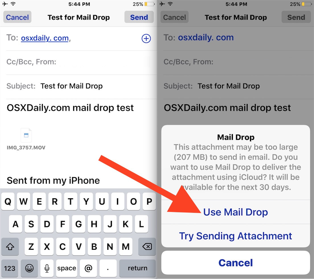 Как использовать Mail Drop в приложении IOS Mail для больших файлов