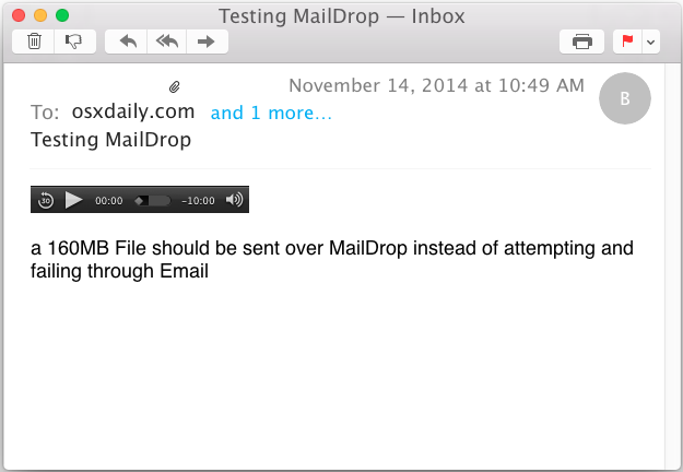 Получение файла Mail Drop в приложении Mac OS X Mail