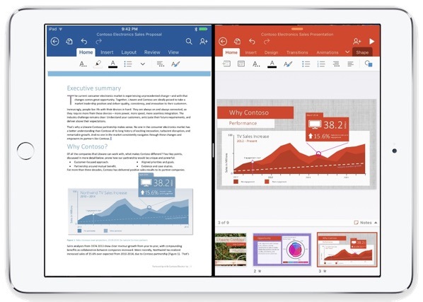 Многозадачность с разделенным представлением с Microsoft Office на iPad
