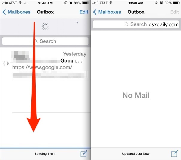 Повторите отправку нежелательных сообщений в приложении Mail для iphone