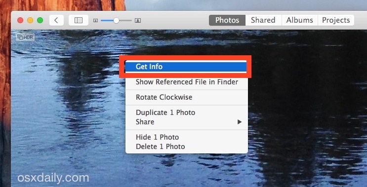 Как получить доступ к exif-файлам изображений в приложении «Фото» для Mac OS X