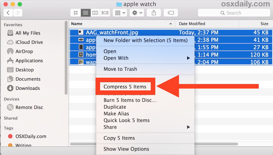Как закрепить файлы в сжатом архиве в Mac OS X