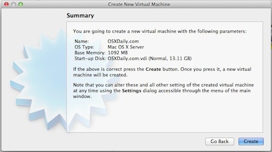 Создайте новую виртуальную машину OS X